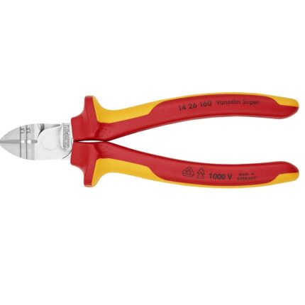 KNIPEX Oldalcsípő fogó kábelcsupaszító funkcióval, 1000V szigetelt, krómozott, 160mm, 14 26 160