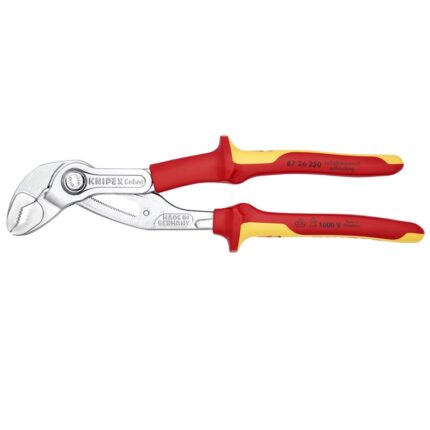 KNIPEX Vízpumpa fogó, nyomógombos, 1000V szigetelt, VDE, Cobra® Hightech, 250 mm, 87 26 250